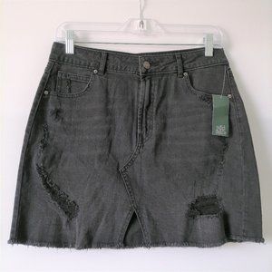 Wild Fable Womens Charcoal Gray Denim Distressed Frayed Hem Mini Skirt Size 10